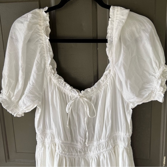 aerie Dresses & Skirts - Aerie White Cottagecore Puff Sleeve Mini Dress Size XL
